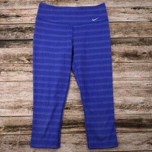 Nike Women's Size Small Blue Dri-Fit Patterned Cropped Leggings #2424